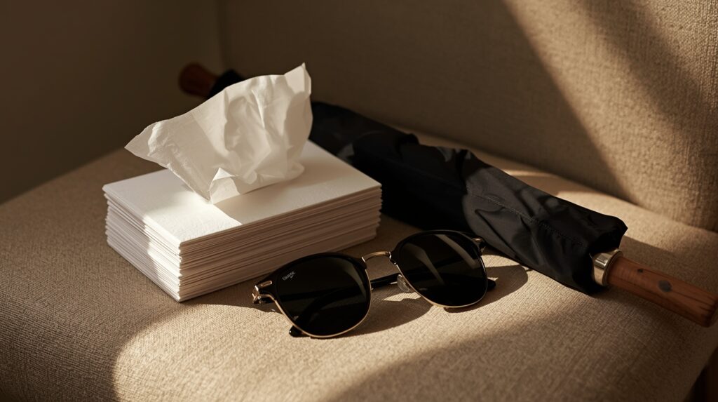 Practical items to bring for comfort at a funeral