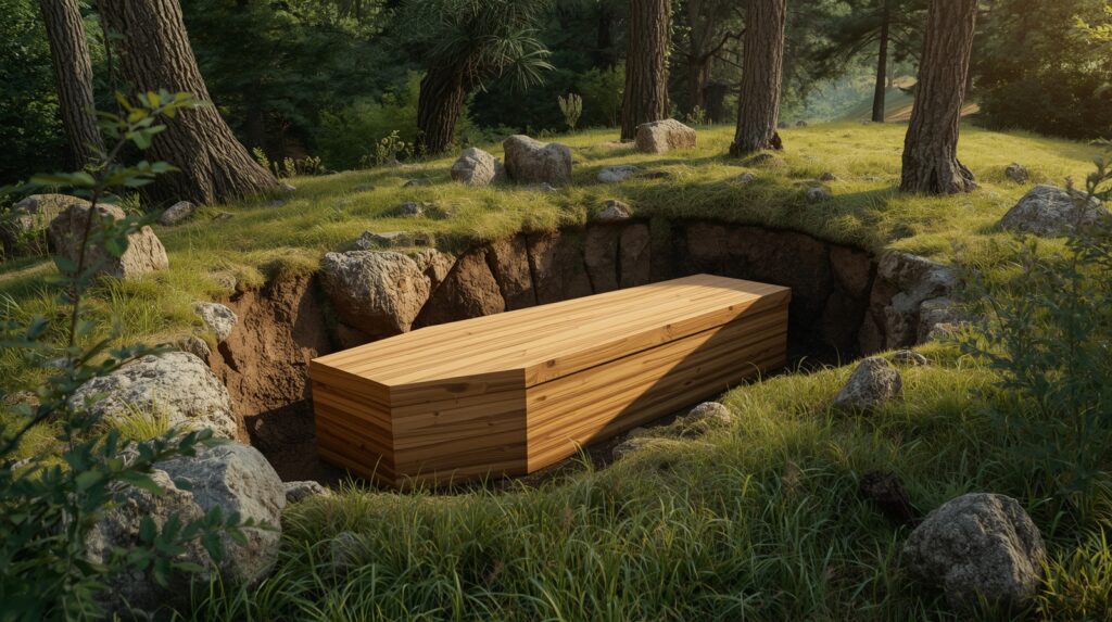 Eco-friendly green burial with biodegradable casket