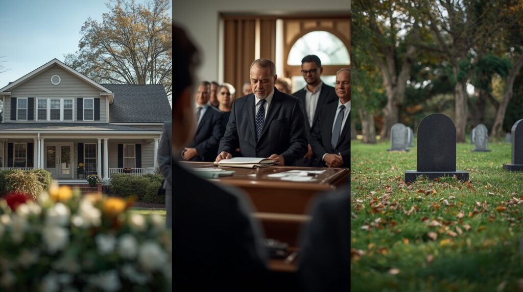 Different types of funeral services including memorial and graveside