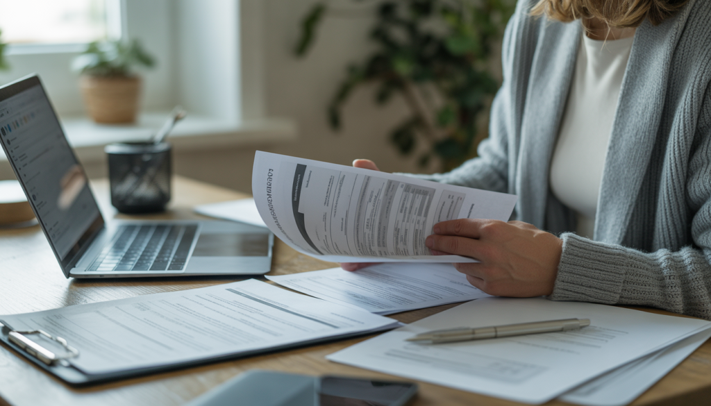 Person reviewing documents for funeral financial assistance programs
