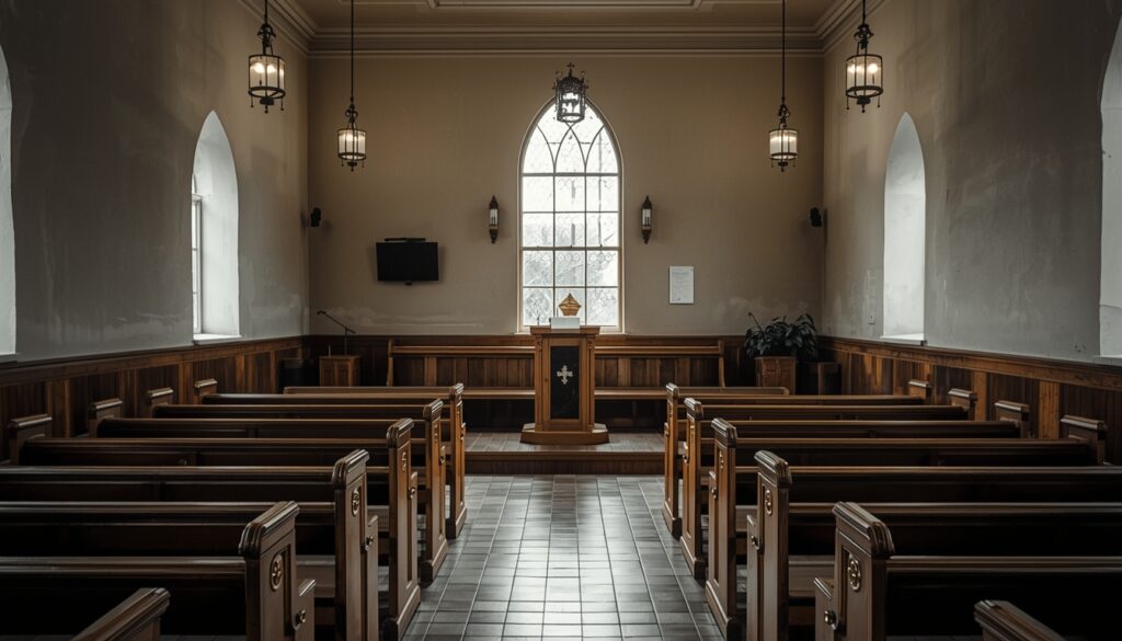 Chapel prepared for a funeral service
