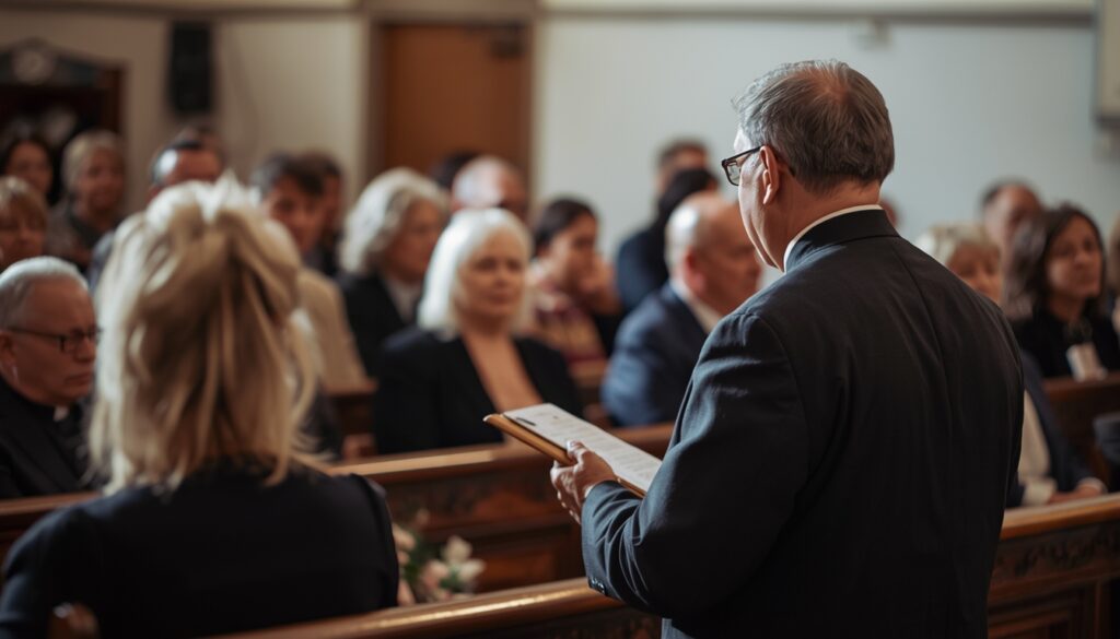 Clergy leading a funeral service