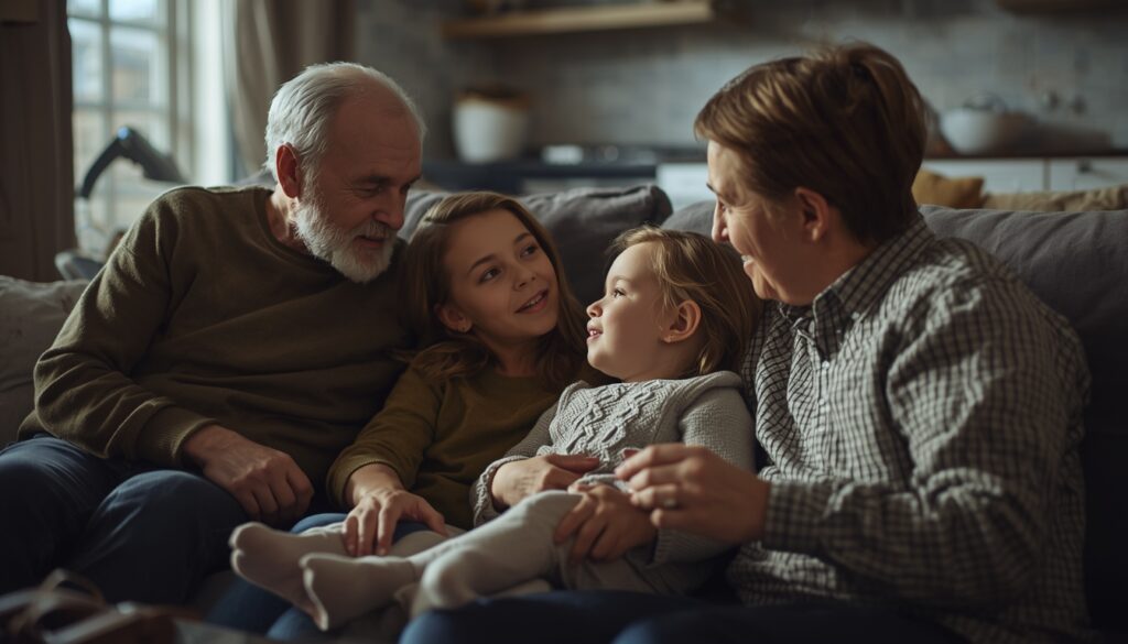 Family gathering during home memorial