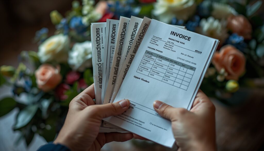 Person holding funeral bills and expenses