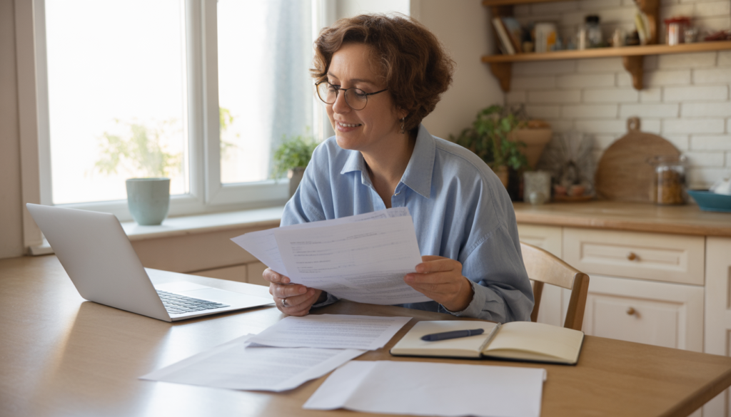 Person reviewing documents and planning a home funeral at home